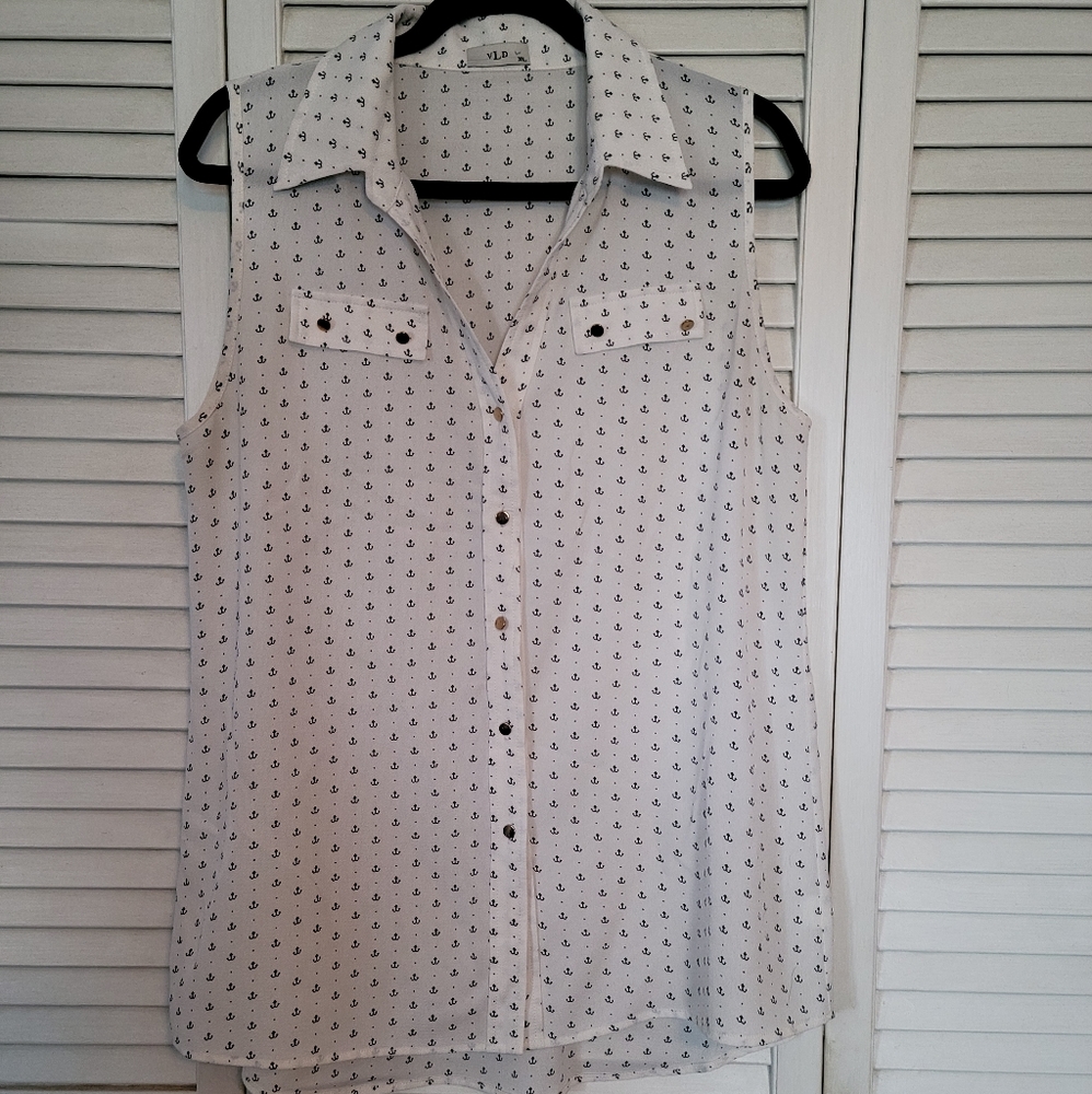 Nautical sleeveless blouse size XL